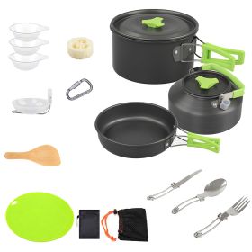 16Pcs Camping Cooking Ware Set Camping Stove Cookware Kit Aluminum Pot Pan Kettle Set With Bowls Knife Fork Spoon Carabiner Spatula Cutting Board For