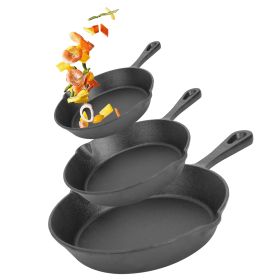3Pcs Pre-Seasoned Cast Iron Skillet Set 6in 8in 10in Non-Stick Oven Safe Cookware Heat-Resistant Frying Pan For Frying Cooking Baking