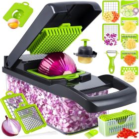 16in1 Vegetable Chopper, Fruit And Vegetable Slicer, Onion Cutter, Food Chopper With Container, Vegetable Cutter And Spiralizer Suitable For Onion Sal