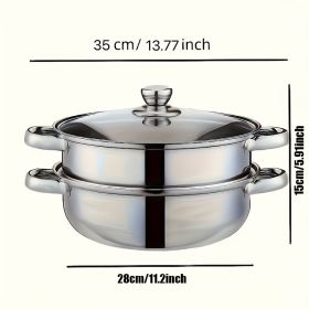 High Quality Stainless Steel Steamer Set - Double-layer Thickened Design, Suitable For Induction Cookers And Gas Stoves - Perfect For Cooking And Hosp